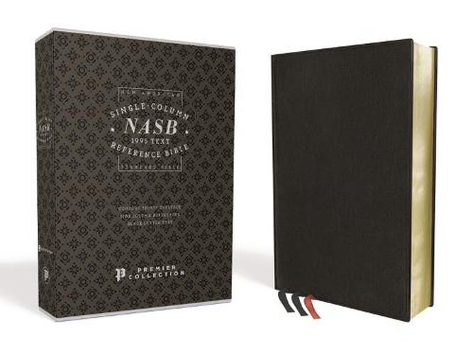 Cover image for NASB, Single-Column Reference Bible, Wide Margin, Premium Goatskin Leather, Black, Premier Collection, Black Letter, 1995 Text, Art Gilded Edges, Comfort Print