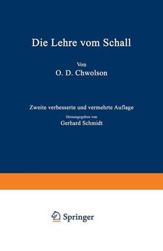 Cover image for Die Lehre Vom Schall