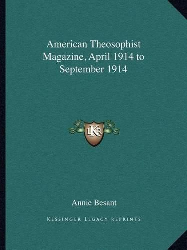 Cover image for American Theosophist Magazine, April 1914 to September 1914