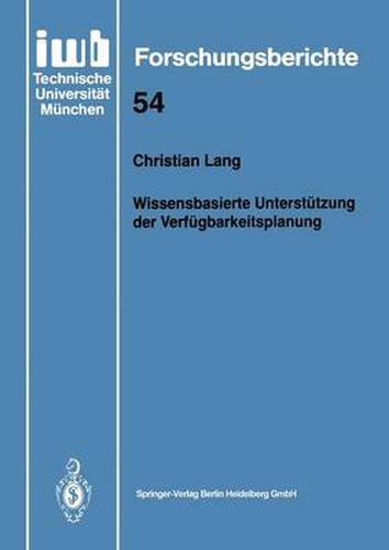 Wissensbasierte Unterstutzung Der Verfugbarkeitsplanung