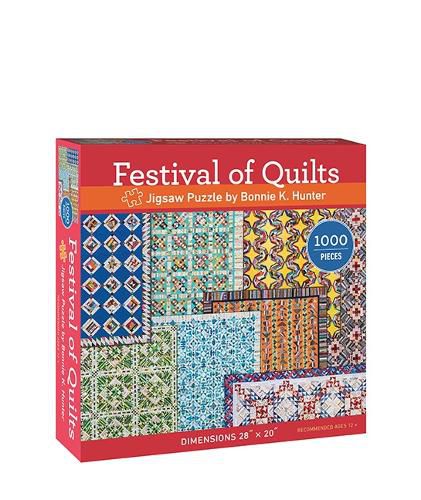 Cover image for Festival Of Quilts Jigsaw Puzzle By Bonnie K Hunter 1000 Pieces Dimensions 28' X 20