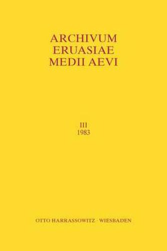 Cover image for Archivum Eurasiae Medii Aevi III 1983