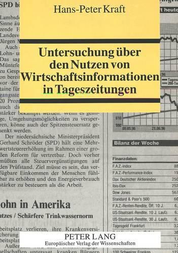 Untersuchung Ueber Den Nutzen Von Wirtschaftsinformationen in Tageszeitungen