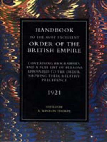 Cover image for Handbook to the Most Excellent Order of the British Empire(1921)