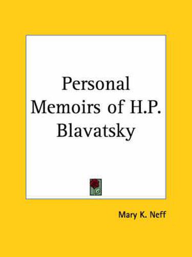 Cover image for Personal Memoirs of H.P. Blavatsky (1937)