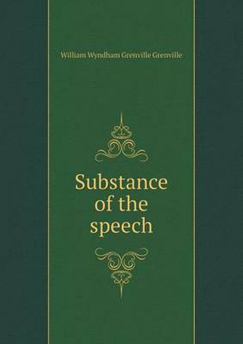 Cover image for Substance of the speech