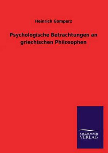 Cover image for Psychologische Betrachtungen an Griechischen Philosophen