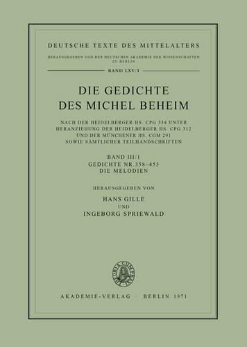 Cover image for Die Gedichte DES Michel Beheim: Gedichte 358-453. Die Melodien