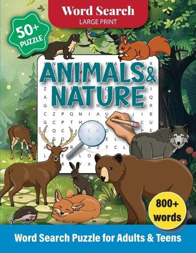 Cover image for Animals & Nature Word Search Puzzle for Adults and Teens