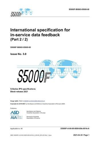 Cover image for S5000F, International specification for in-service data feedback, Issue 3.0 (Part 2/2)