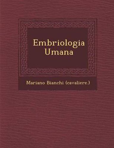 Cover image for Embriologia Umana