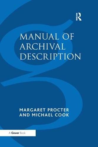 Cover image for Manual of Archival Description