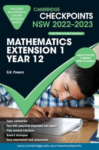 Cover image for Cambridge Checkpoints NSW Mathematics Extension 1 Year 12 2022-2023