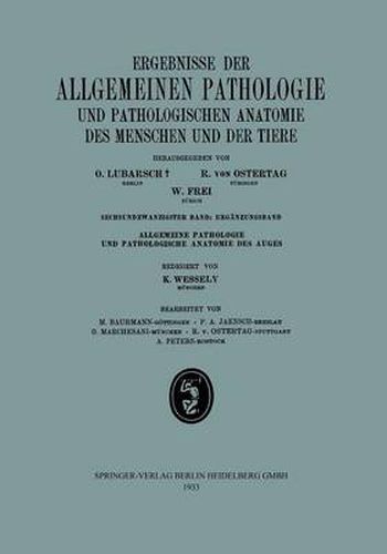 Cover image for Ergebnisse Der Allgemeinen Pathologie Und Pathologischen Anatomie Des Menschen Und Der Tiere