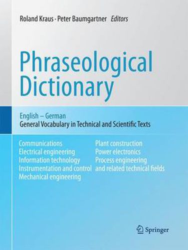 Cover image for Phraseological Dictionary English - German: General Vocabulary in Technical and Scientific Texts