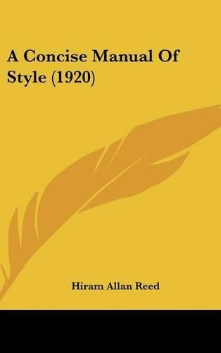 Cover image for A Concise Manual of Style (1920)