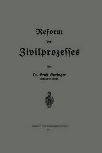 Cover image for Reform Des Zivilprozesses