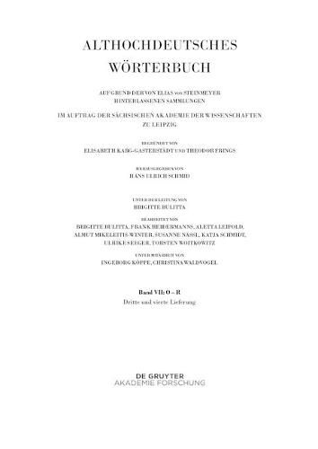 Cover image for Band VII: O - R. 3. Und 4. Lieferung (Ouga Bis Platamuos)