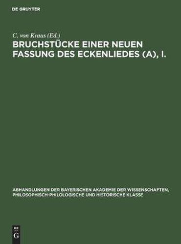 Cover image for Bruchstucke Einer Neuen Fassung Des Eckenliedes (A), I.