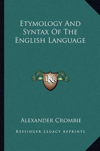 Cover image for Etymology and Syntax of the English Language