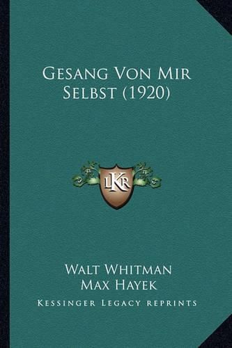 Cover image for Gesang Von Mir Selbst (1920)