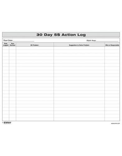 Cover image for 5S: 30 Day Action Log