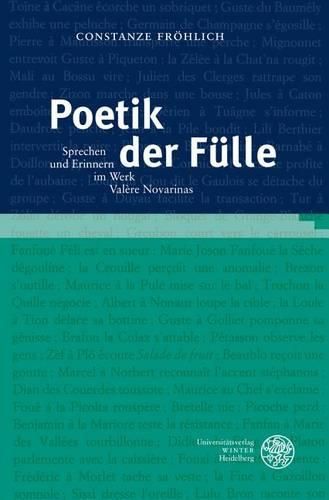Cover image for Poetik Der Fulle: Sprechen Und Erinnern Im Werk Valere Novarinas