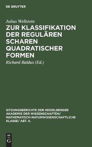 Cover image for Zur Klassifikation Der Regularen Scharen Quadratischer Formen