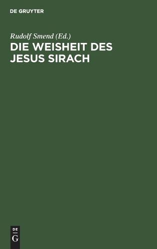 Cover image for Die Weisheit Des Jesus Sirach: Mit Einem Hebraischen Glossar