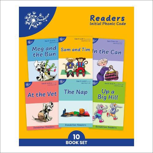 Cover image for Phonic Books Dandelion Readers Set 2 Units 1-10 Sam and Tim (Alphabet Code Blending 4 and 5 Sound Words)