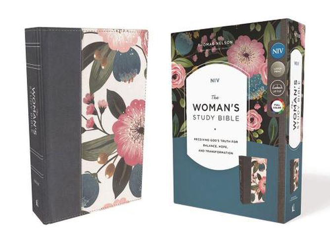 Cover image for NIV, The Woman's Study Bible, Cloth over Board, Blue Floral, Full-Color, Red Letter: Receiving God's Truth for Balance, Hope, and Transformation