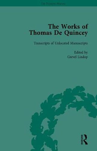 Cover image for The Works of Thomas de Quincey: Transcripts of Unlocated Manuscripts, Index