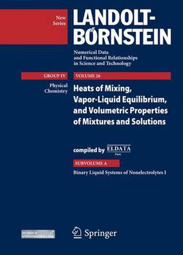 Binary Liquid Systems of Nonelectrolytes I: Supplement to Vols. IV/10A, IV/13A1, IV/13A2, IV/23A