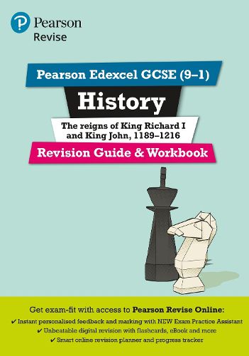 Cover image for Pearson REVISE Edexcel GCSE (9-1) History King Richard I and King John Revision Guide and Workbook: for home learning, 2022 and 2023 assessments and exams