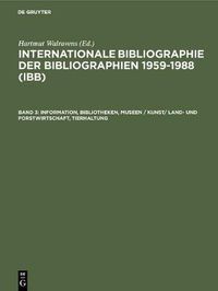 Cover image for Information, Bibliotheken, Museen / Kunst/ Land- und Forstwirtschaft, Tierhaltung