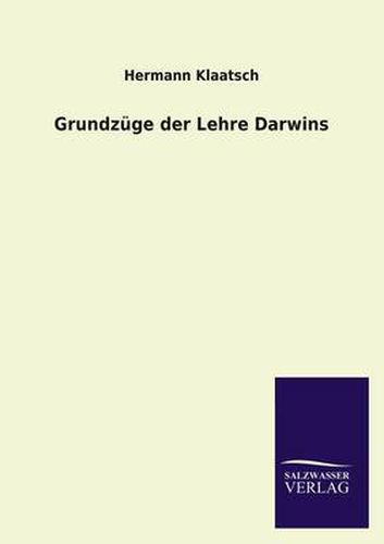 Cover image for Grundzuge der Lehre Darwins