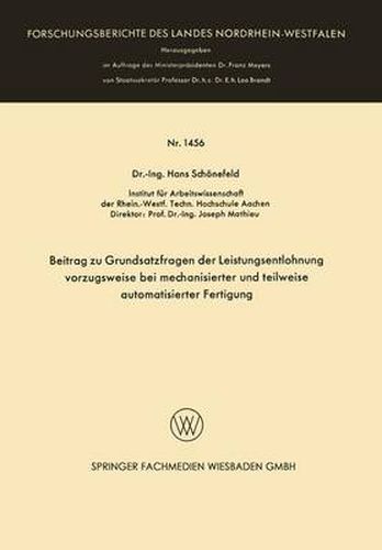 Cover image for Beitrag Zu Grundsatzfragen Der Leistungsentlohnung Vorzugsweise Bei Mechanisierter Und Teilweise Automatisierter Fertigung