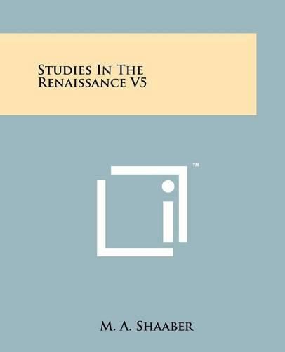 Cover image for Studies in the Renaissance V5