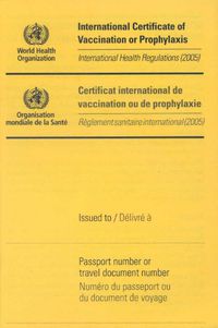 Cover image for International Certificate of Vaccination: International Health Regulation (2005) (English, French and Arabic)