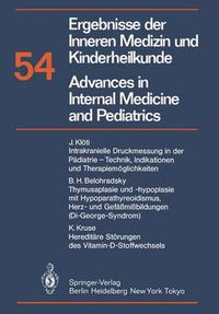 Cover image for Ergebnisse Der Inneren Medizin Und Kinderheilkunde / Advances in Internal Medicine and Pediatrics