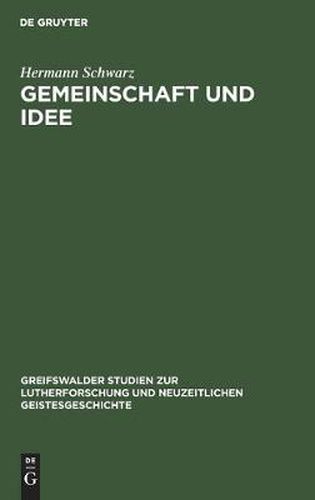 Cover image for Gemeinschaft Und Idee