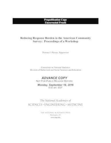 Reducing Response Burden in the American Community Survey: Proceedings of a Workshop