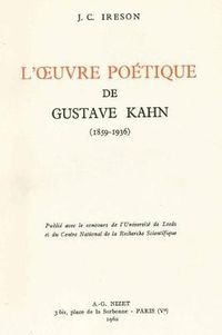 Cover image for L' Oeuvre Poetique de Gustave Kahn (1859-1936)