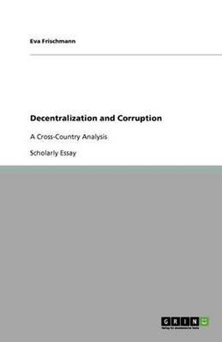 Cover image for Decentralization and Corruption: A Cross-Country Analysis