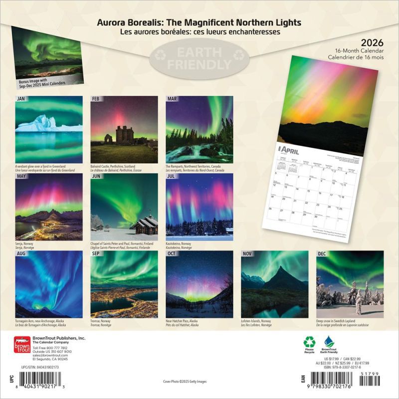 Aurora Borealis 2026 Wall Calendar