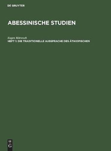 Cover image for Die Traditionelle Aussprache Des AEthiopischen