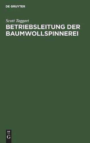 Cover image for Betriebsleitung Der Baumwollspinnerei