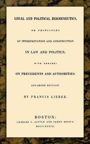 Cover image for Legal and Political Hermeneutics