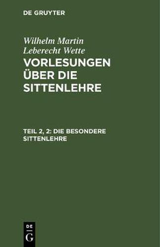 Cover image for Die besondere Sittenlehre