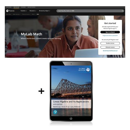 Cover image for Linear Algebra and Its Applications, Global Edition -- MyLab Math with Pearson eText (AU)